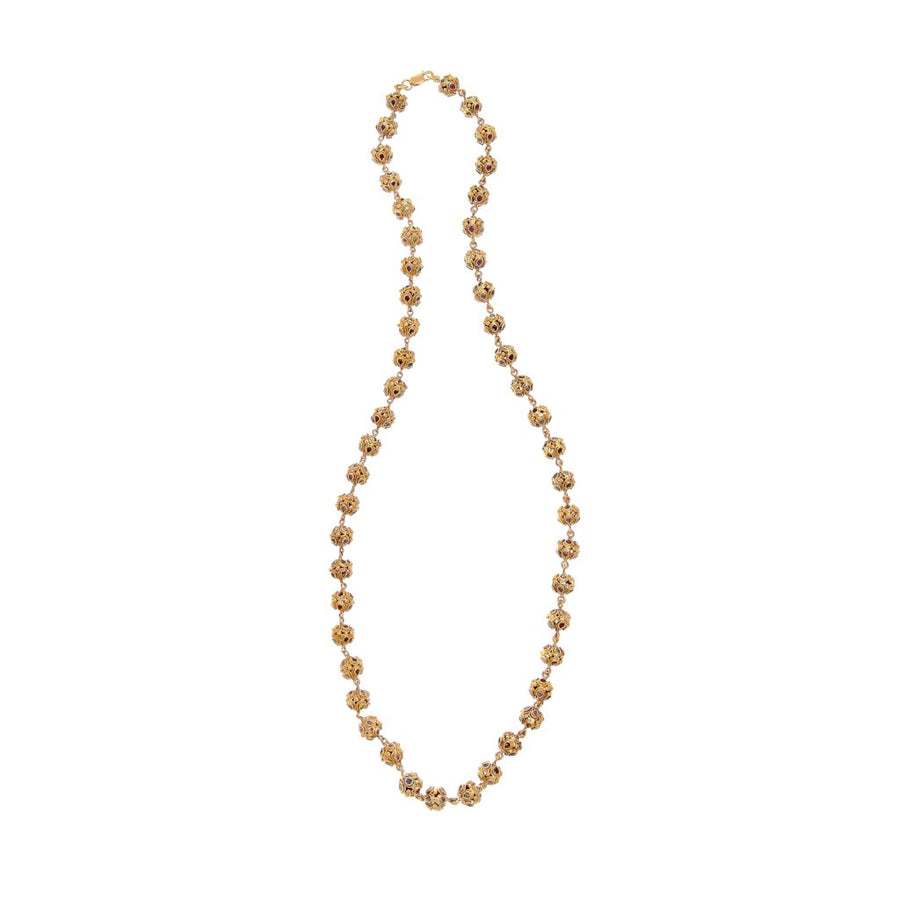 Glamorous mala studded with Tourmaline and Amethyst made in 22k gold
