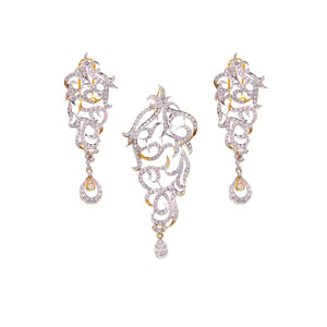 Handcrafted Cubic Zirconia Pendant Set in 22k gold