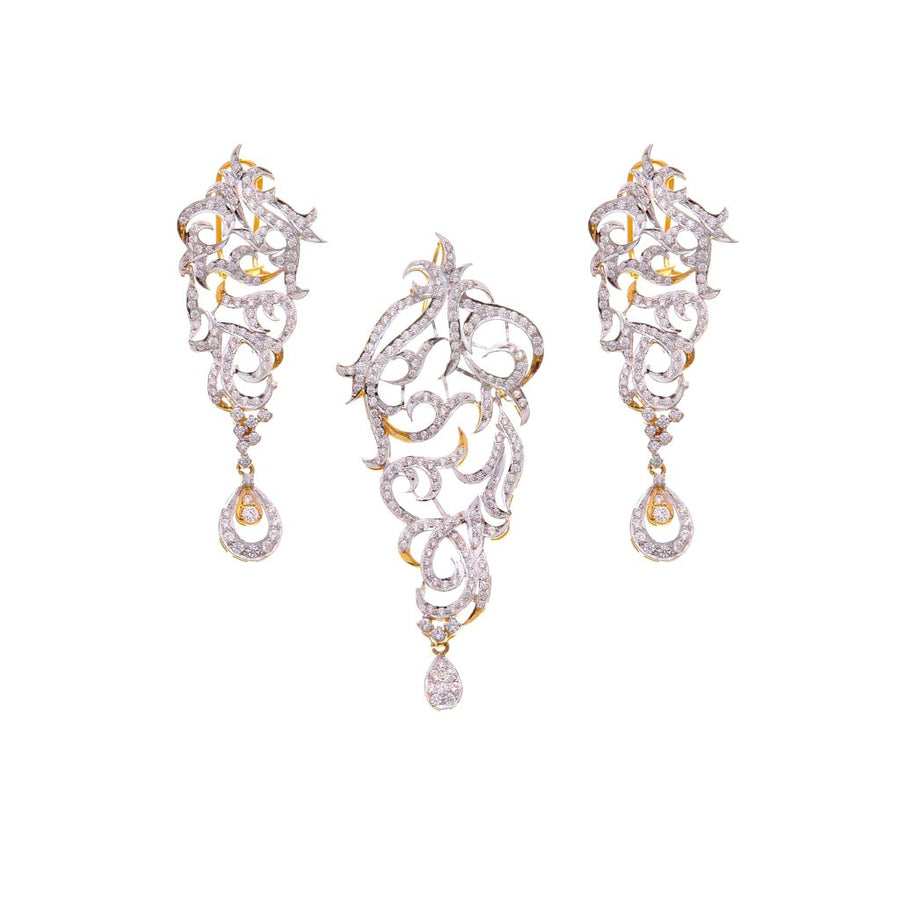 Handcrafted Cubic Zirconia Pendant Set in 22k gold