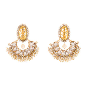 Pretty Pearls and Kundan Earrings handcrafted in 22 karat gold