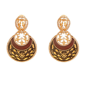 Earrings with meticulous Red and Black Mina work made in 22 karat gold