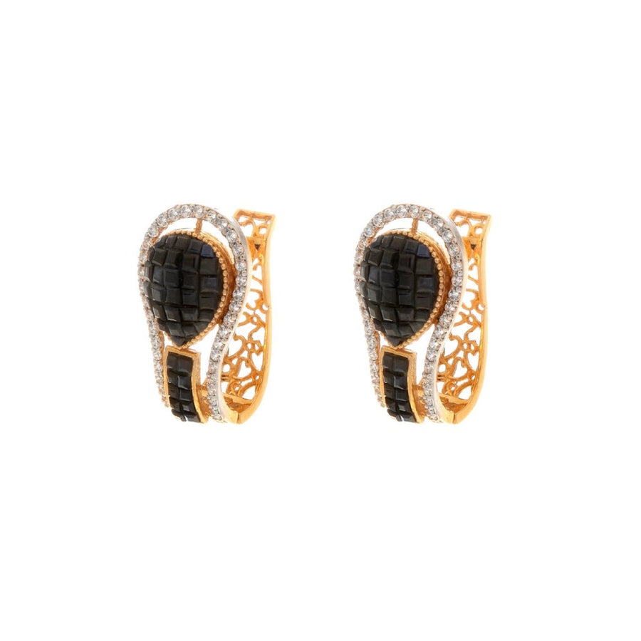 Contemporary Dark Blue Sapphire Earrings made in 22 karat gold