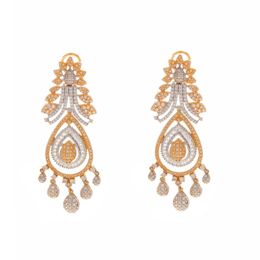 Dazzling CZ earrings finished in 2-tone made in 22 karat gold