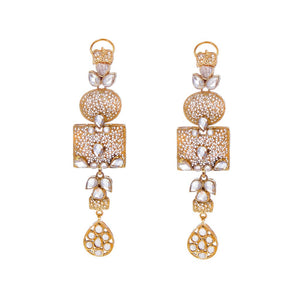 Intricately designed Polki earrings made in 22k gold