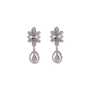 Shimmering Cubic Zirconia earrings in Rhodium finish made in 22k gold