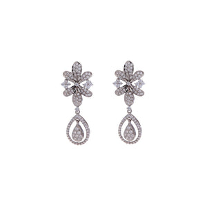 Shimmering Cubic Zirconia earrings in Rhodium finish made in 22k gold