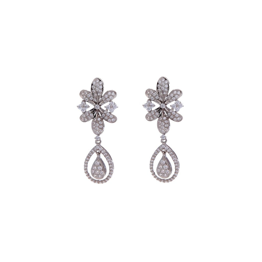 Shimmering Cubic Zirconia earrings in Rhodium finish made in 22k gold