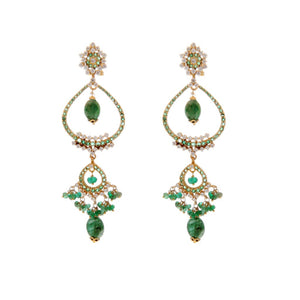 Teardrop design earrings in Emeralds made in 22k gold