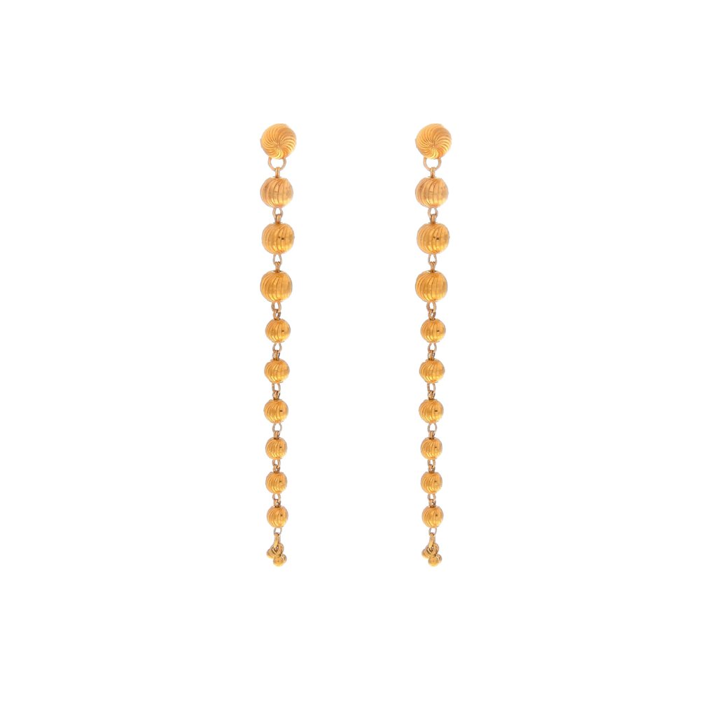 Long dangling earrings made in 22k gold