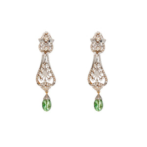 Eye-catching Emerald drop earrings made in 22k gold