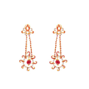 Glittering Ruby and Cubic Zirconia earrings made in 22k gold