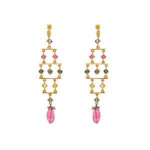 Contemporary colored Cubic Zirconia earrings made in 22k gold