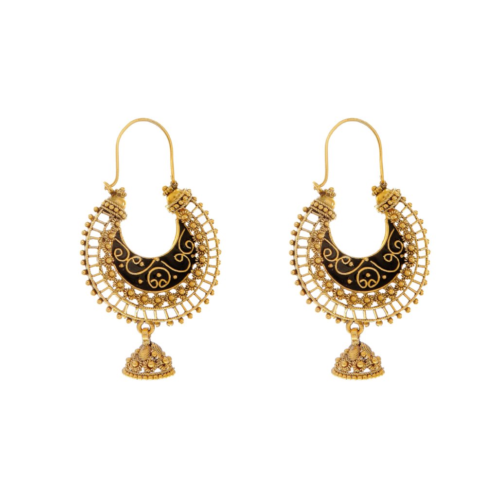 Stylish Jumka Bali featuring Mina design made in 22k gold