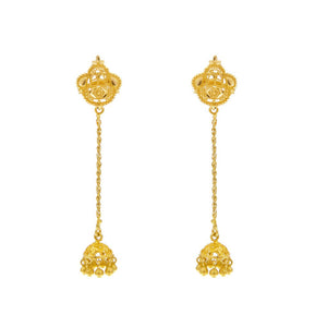 Sleek earrings with filigree work made in 22k gold