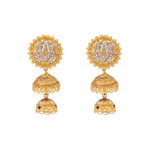 Classic earring in 4-tone finish made in 22k gold