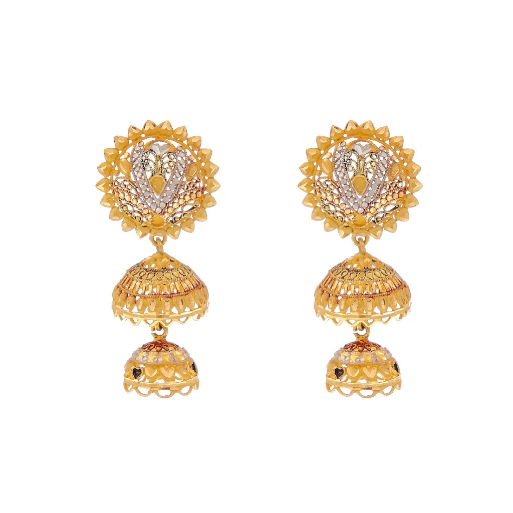 Classic earring in 4-tone finish made in 22k gold
