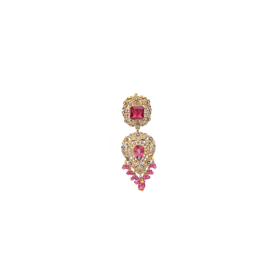 Teardrop styled Pink Tourmaline Pendant Set made in 22 karat gold