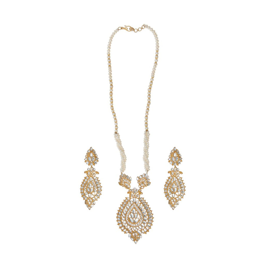 Versatile Pearl and Kundan Necklace Set handmade in 22 karat gold