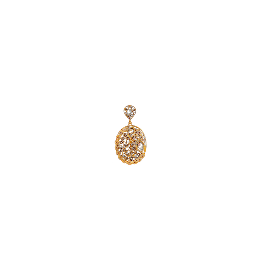 Magnificent Polki and Cubic Zirconia Necklace Set made in 22 karat gold