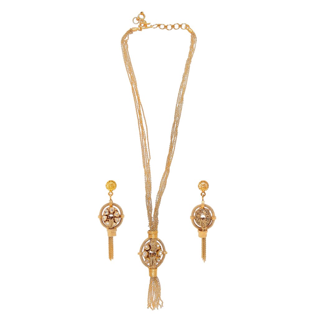 Elegant Kundan Necklace Set made in 22k gold