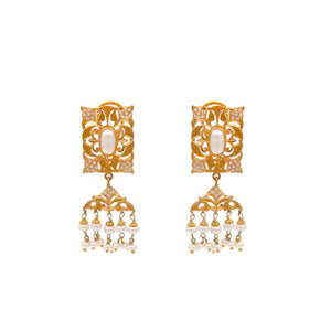 Versatile Pearl and CZ earrings made in 22 karat gold