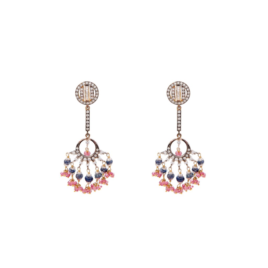 Exquisite Sapphire and Tourmaline Earrings made in 22 karat gold