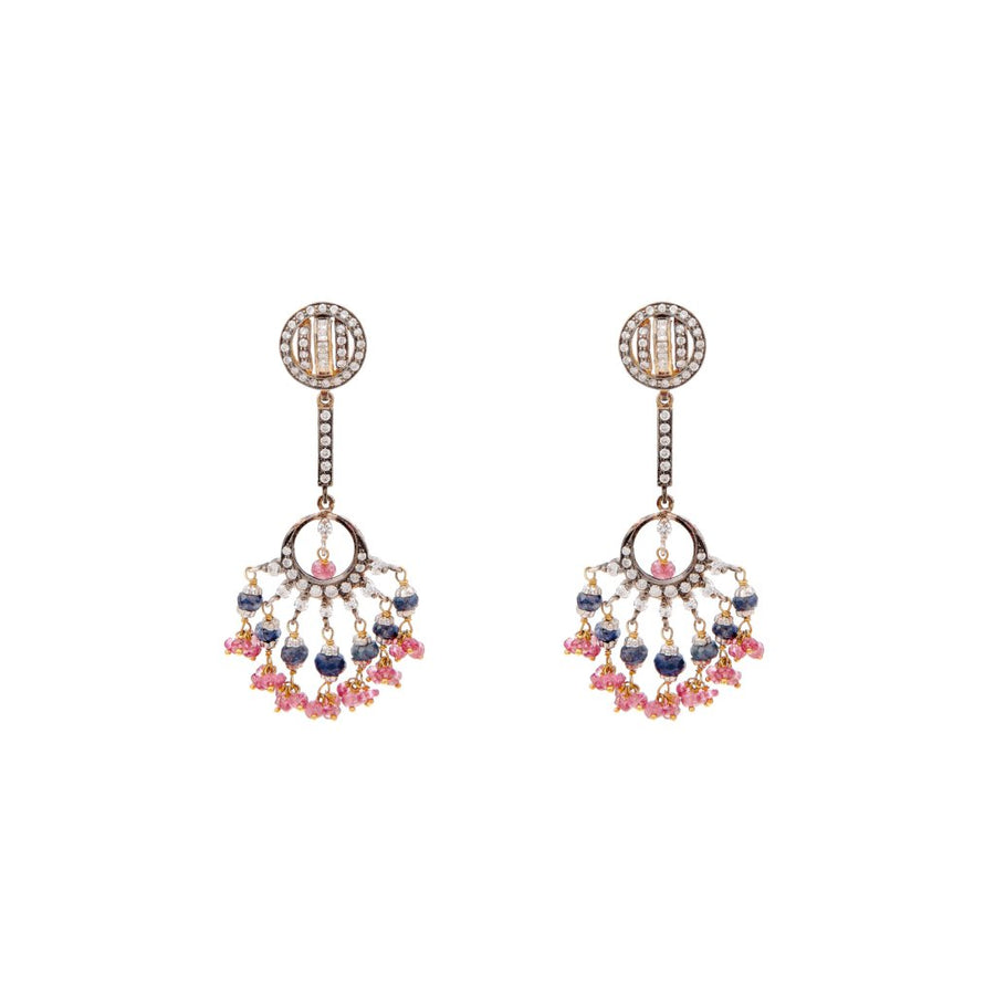 Exquisite Sapphire and Tourmaline Earrings made in 22 karat gold