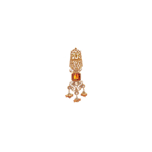 Charming Amber and Smokey Quartz Pendant Set made in 22k gold