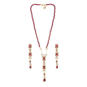 Sleek Garnet and Pearl string set made in 22k gold