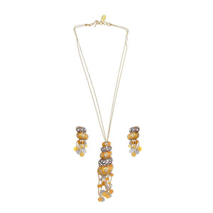 Contemporary 3-tone necklace set made in 21k gold