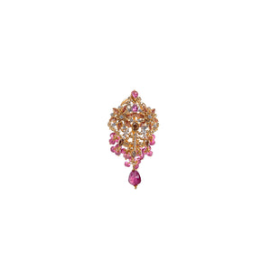Floral patterned pink tourmaline bridal set made in 22k gold