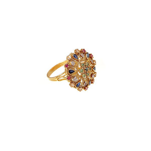 Designer ring with Rubies, Sapphires, Emeralds, and Cubic Zirconia made in 22k gold