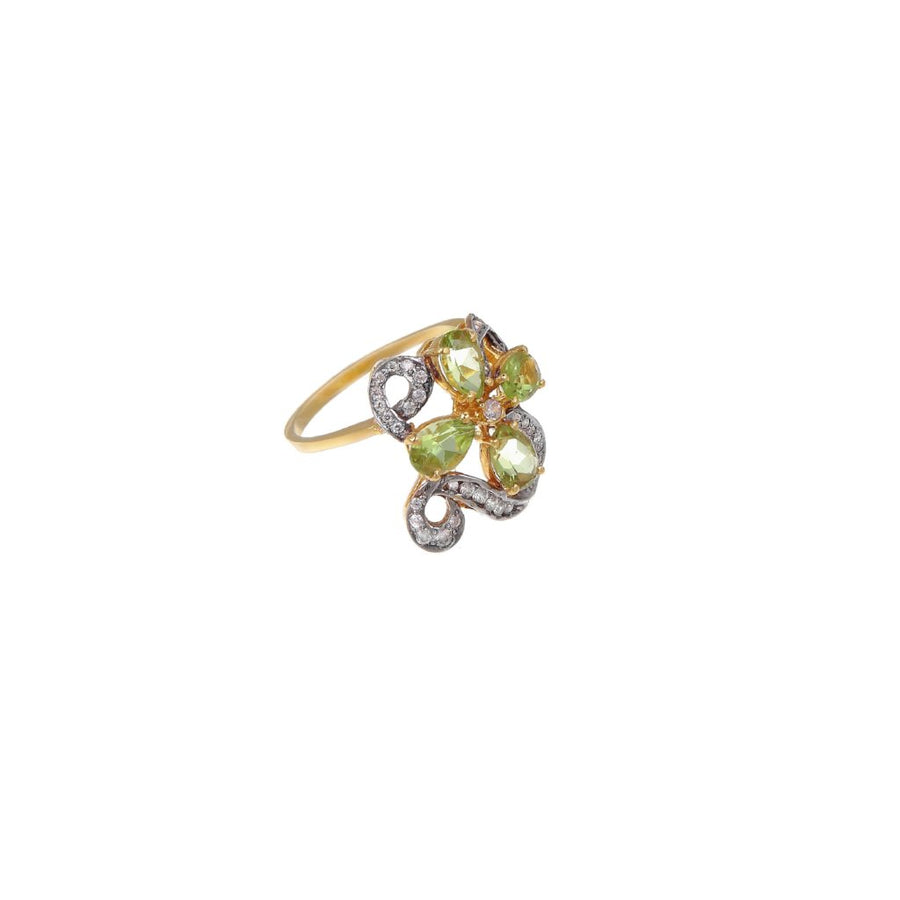 Contemporary evening ring studded with Peridot made in 22k gold