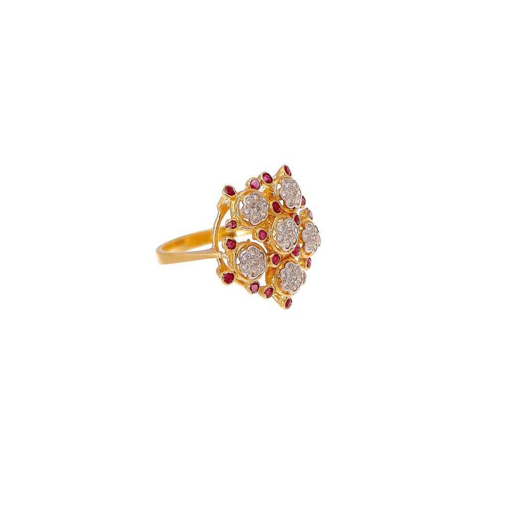 Shimmering Ruby and Cubic Zirconia evening ring made in 22k gold