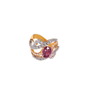 Dazzling Pink Tourmaline ring, handmade in 21 karat gold finished in 2-tone