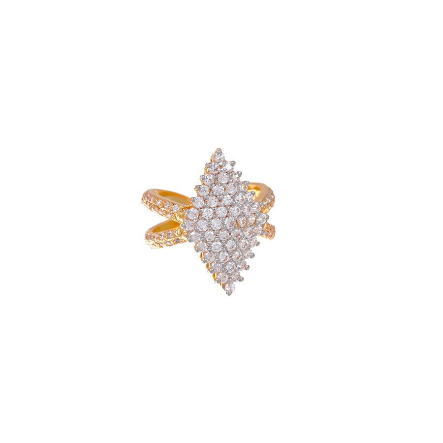 Cubic Zirconia cocktail ring in 22K yellow gold