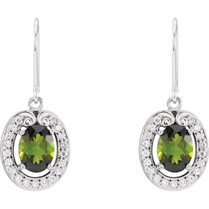 Green Tourmaline & Diamond Earrings