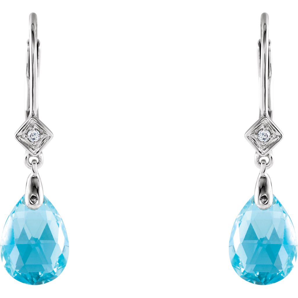 Gemstone Fashion, Earrings, Gemstone Earrings, Drops/Dangles, 14K White
