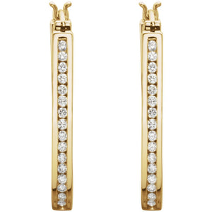 Diamond Fashion, Earrings, Diamond Earrings, Hoops, 14K Yellow