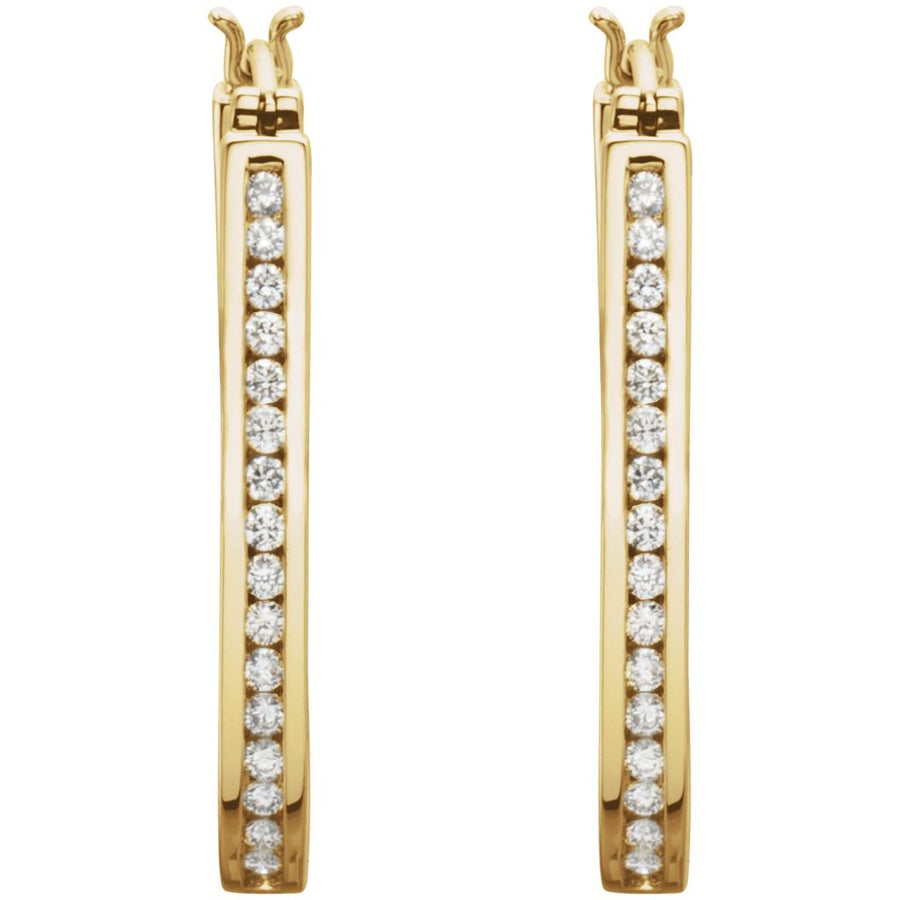 Diamond Fashion, Earrings, Diamond Earrings, Hoops, 14K Yellow