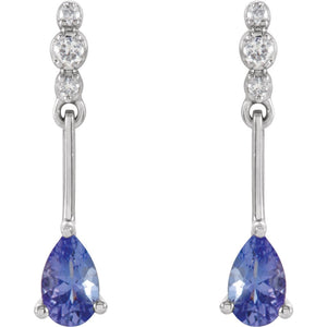 Genuine Tanzanite & Diamond Earrings