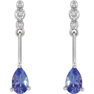 Genuine Tanzanite & Diamond Earrings