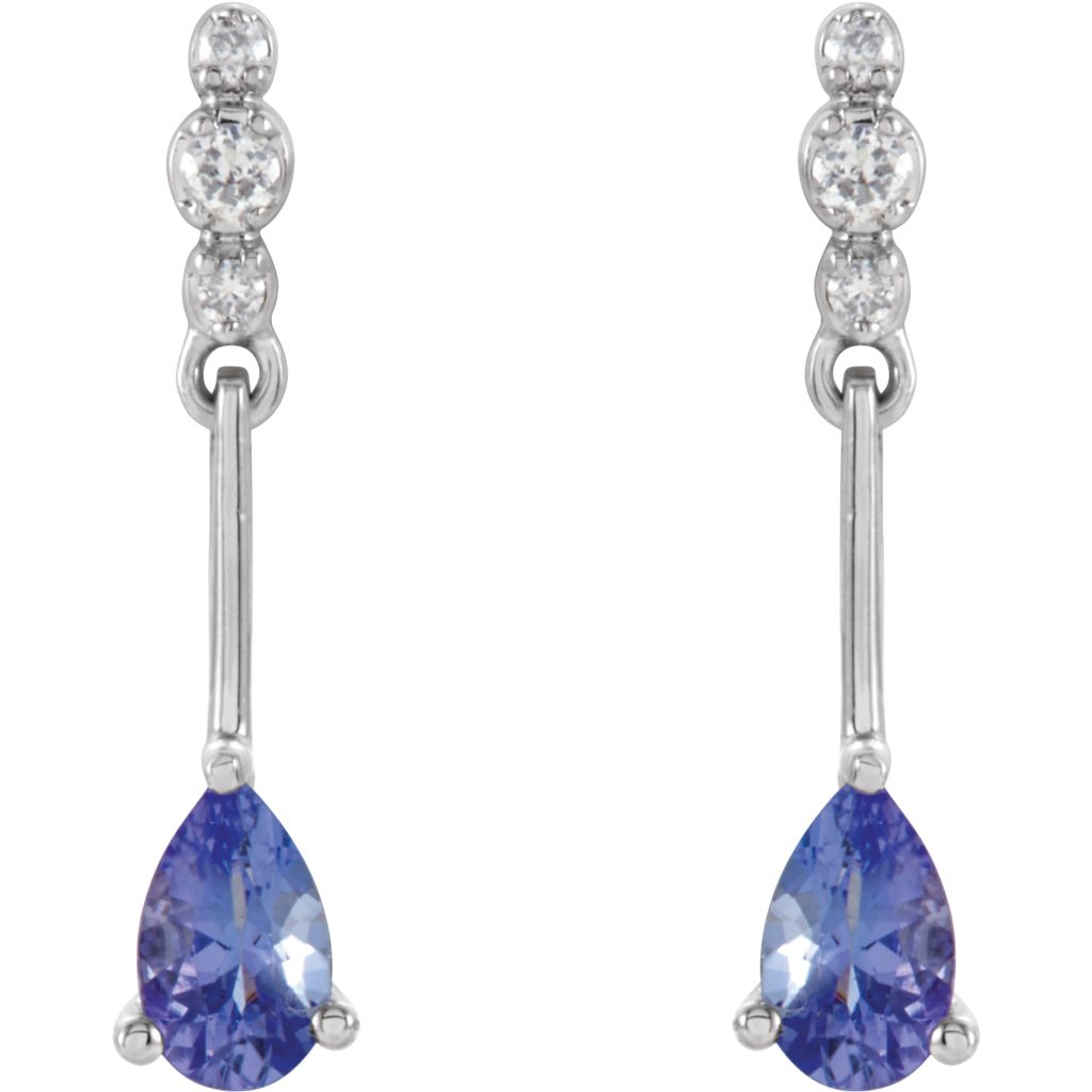 Gemstone Fashion, Earrings, Gemstone Earrings, Drops/Dangles, 14K White