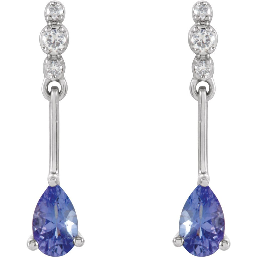 Gemstone Fashion, Earrings, Gemstone Earrings, Drops/Dangles, 14K White