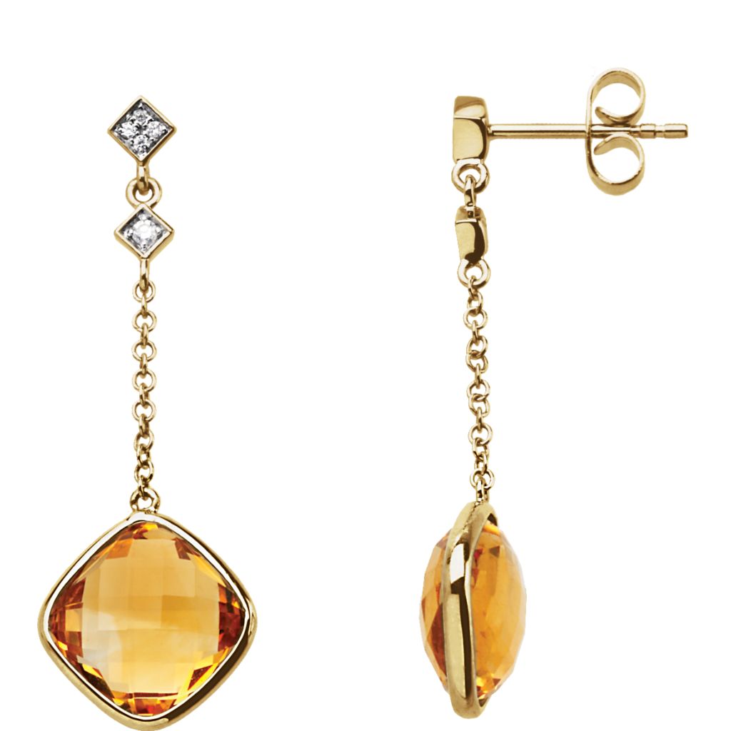 Gemstone Fashion, Earrings, Gemstone Earrings, Drops/Dangles, 14K Yellow