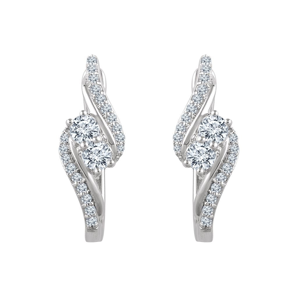 Diamond Fashion, Earrings, Diamond Earrings, Hoops, 14K White