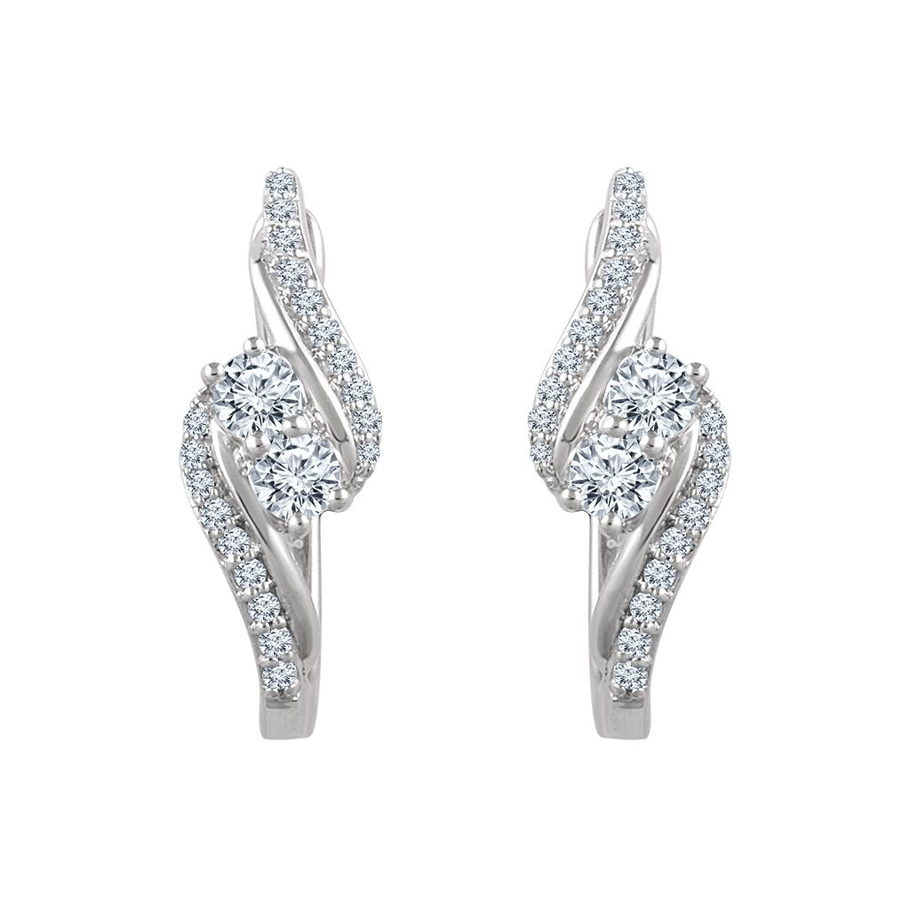 Diamond Fashion, Earrings, Diamond Earrings, Hoops, 14K White