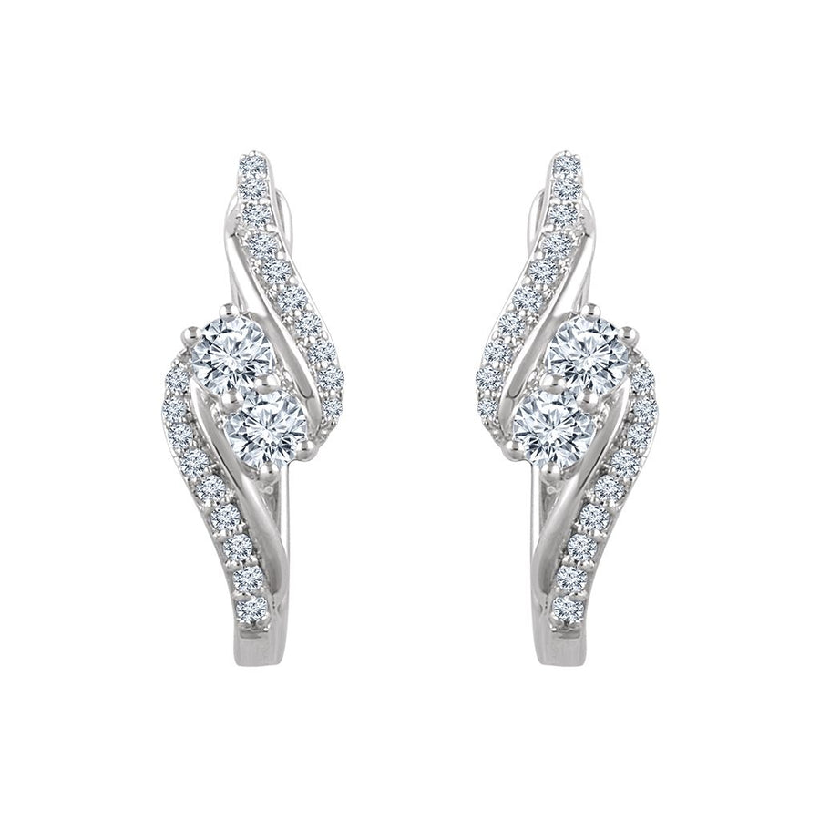 Diamond Fashion, Earrings, Diamond Earrings, Hoops, 14K White