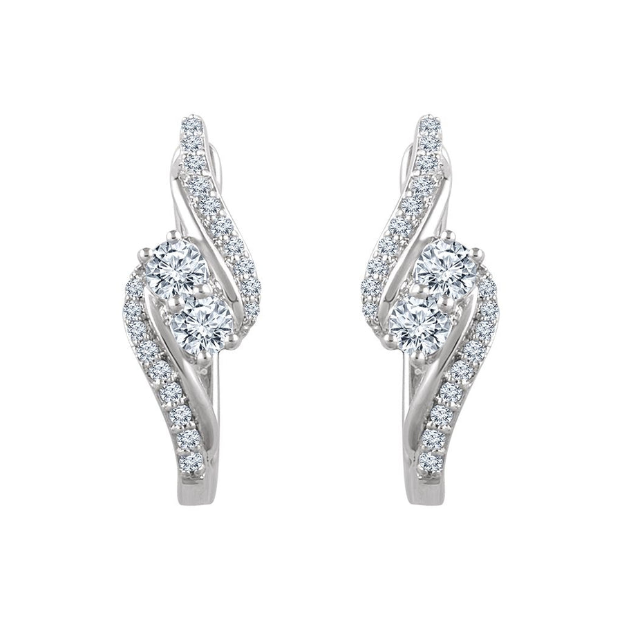 Diamond Fashion, Earrings, Diamond Earrings, Hoops, 14K White