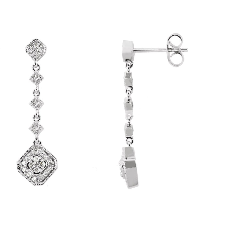 Diamond Fashion, Earrings, Diamond Earrings, Drops/Dangles, 14K White